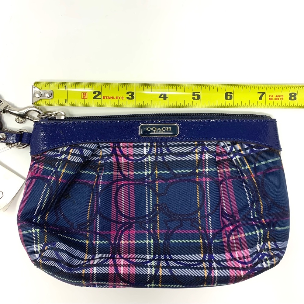 Coach Tartan Print Pleated Patent Trim Wristlet - Picture 5 of 9